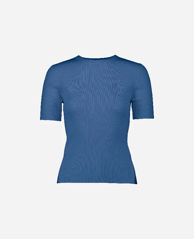 Rundhals Pullover aus Wolle in Blau