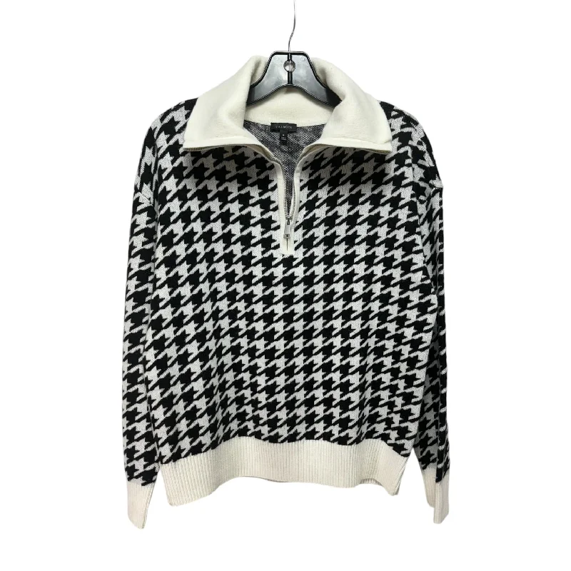 Herringbone Quarter Zip Sweater By Talbots In Black & White, Size: M