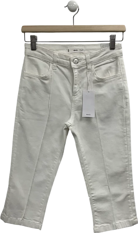 MANGO White Skinny Mid-waist Tight Fit Capri Jeans UK 8