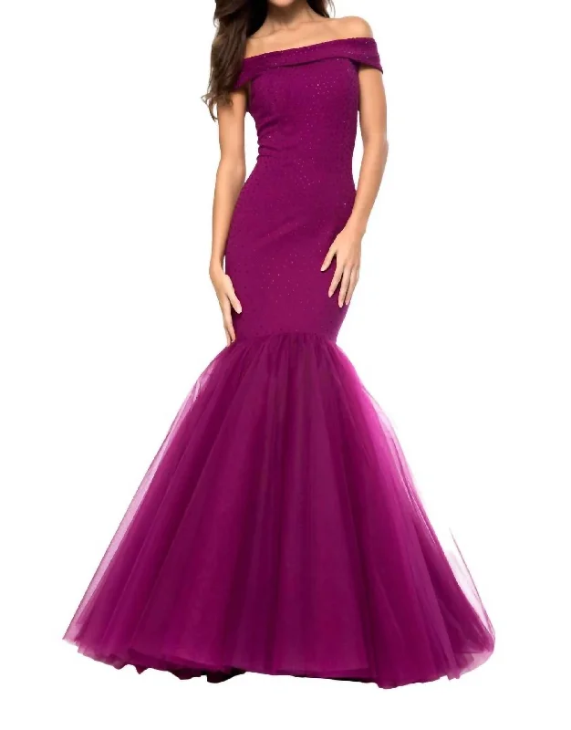 Tulle Mermaid Skirt Prom Dress In Plum