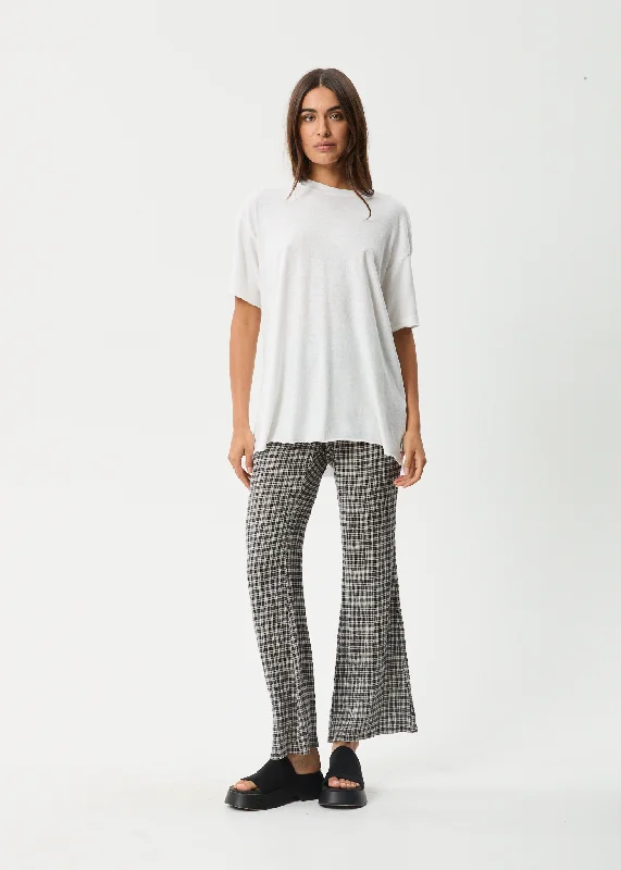 AFENDS Womens Asta - Seersucker Flare Pant - Steel Check