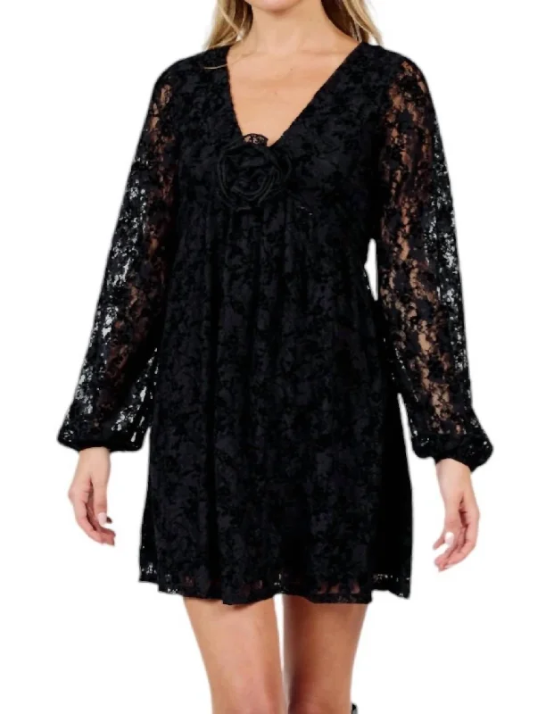 At Dusk Mini Dress In Black