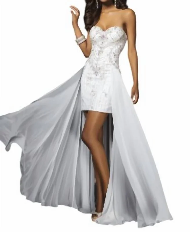 Sweetheart Flared Skirt Prom Dress In White