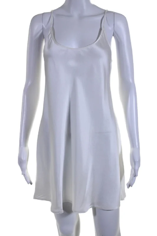 La Perla Womens Silk Scoop Neck Pullover Sleeveless Mini Slip Dress White