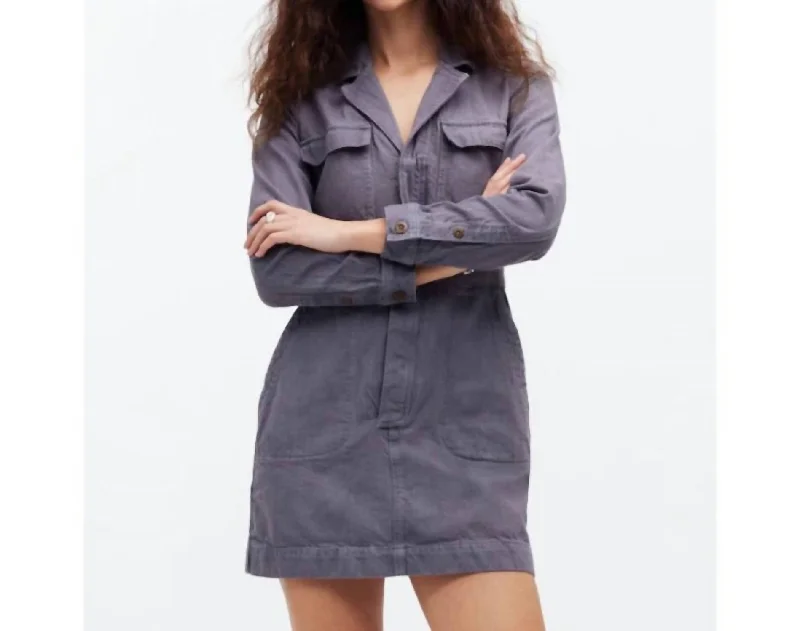 Mn Dye Studio Patch-Pocket Mini Dress In Soot