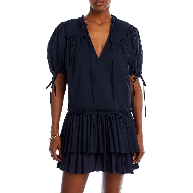 Jessalyn Womens Cotton Ruffled Mini Dress