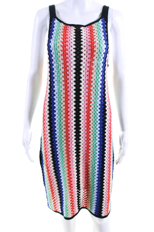 Eleven Six Womens Perla Crochet Strap Midi Sheath Dress Multicolor