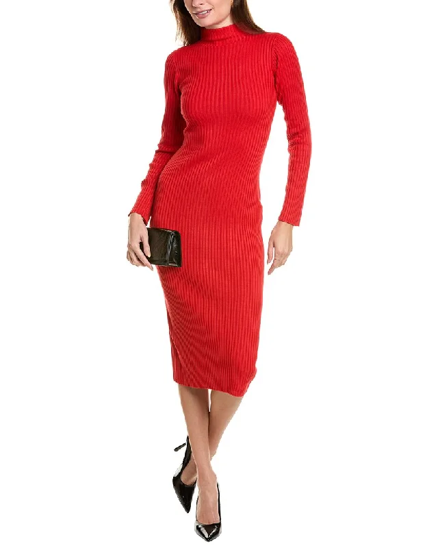 Bebe Bell-Sleeve Turtleneck Midi Dress