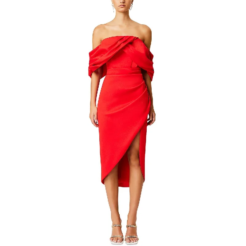 Womens Pleated Strapless Cocktail And Party Dress