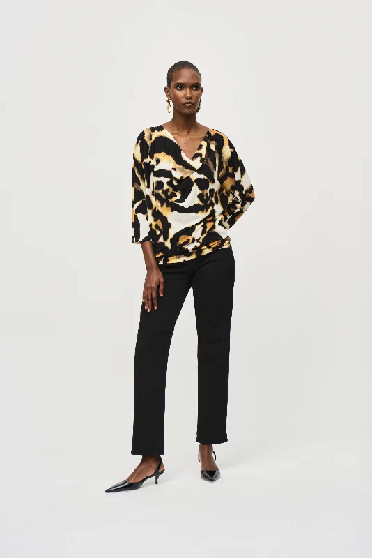 Joseph Ribkoff Sweater Knit Animal Print Top