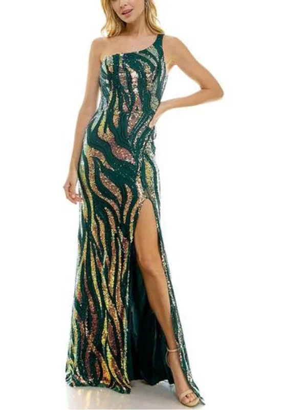 Juniors Womens Sequined Midi Evening Dress