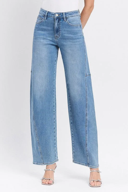 Maya High Rise Wide Barrel Jeans Medium Wash