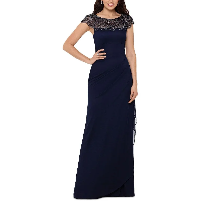 Womens Drapey Long Evening Dress