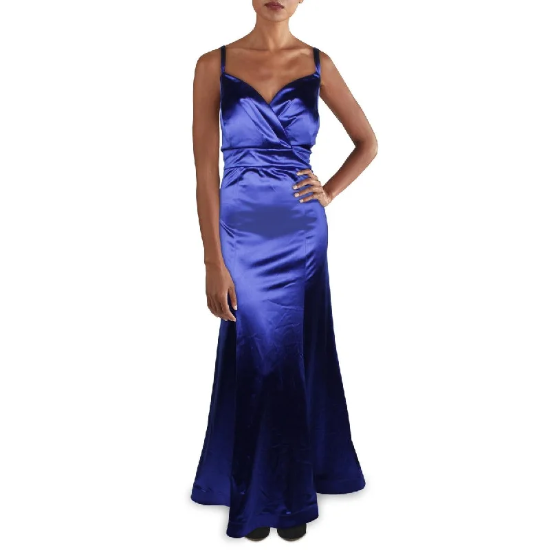 Womens Satin Surplice Formal Dress