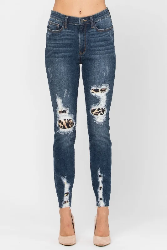 3 & 5 ONLY Judy Blue: Welcome to the Jungle - Leopard Patch Skinny Jeans