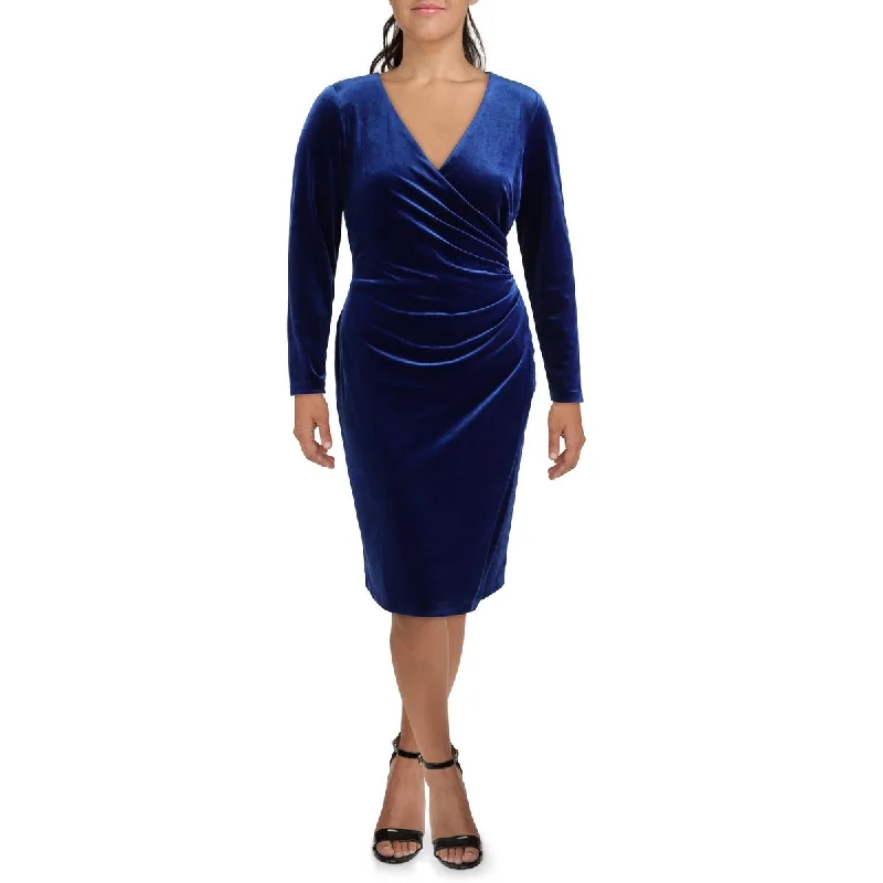 Womens Velvet Surplice Cocktail And Party Dress