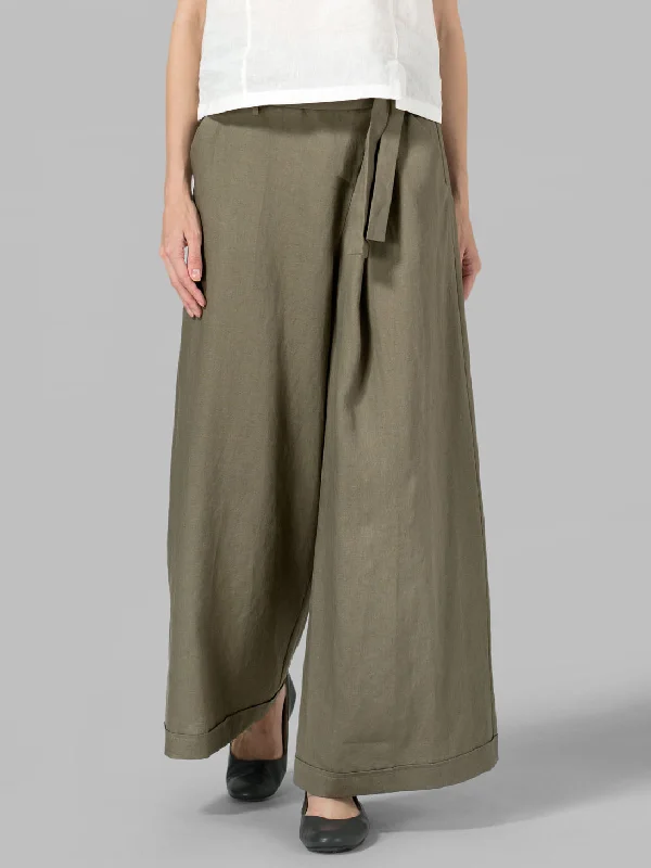 Cotton Linen Wide Leg Long Pants