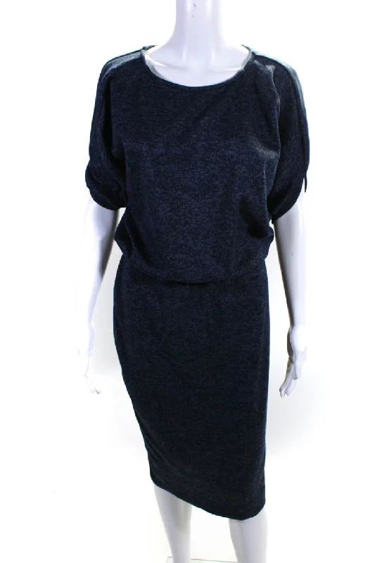 Roserry Womens Dolman Sleeve Knit Midi Sheath Dress Navy Blue