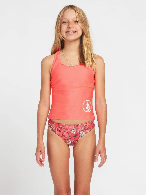 Girls Simply Core Tankini Bikini Top - Electric Coral