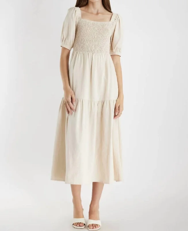 The Gracie Midi Dress In Beige