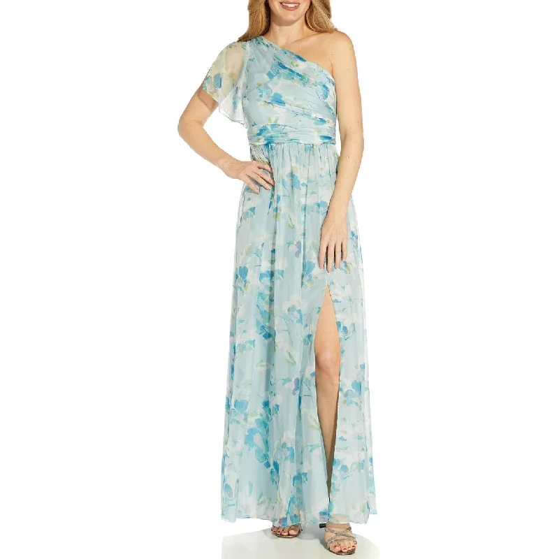 Womens Chiffon Floral Print Evening Dress