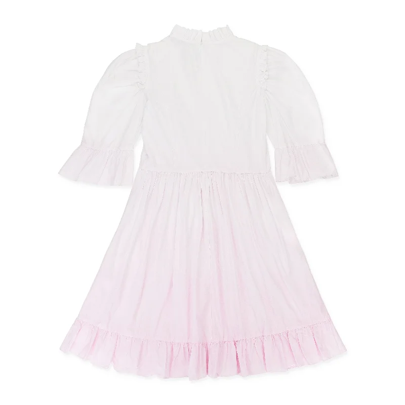 EXCLUSIVE DIP DYE SHORT PRAIRIE WHITE PINK DAY DRESS