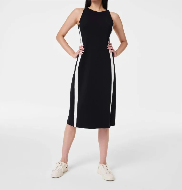 Airessentials Side Stripe Midi Dress In Very Black