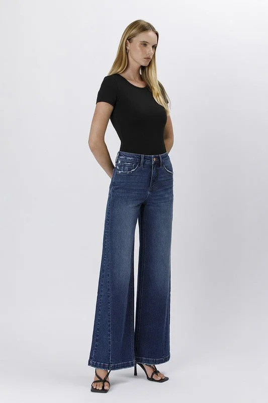 Daisy High Rise Tummy Control Wide Leg Jeans Dark Wash