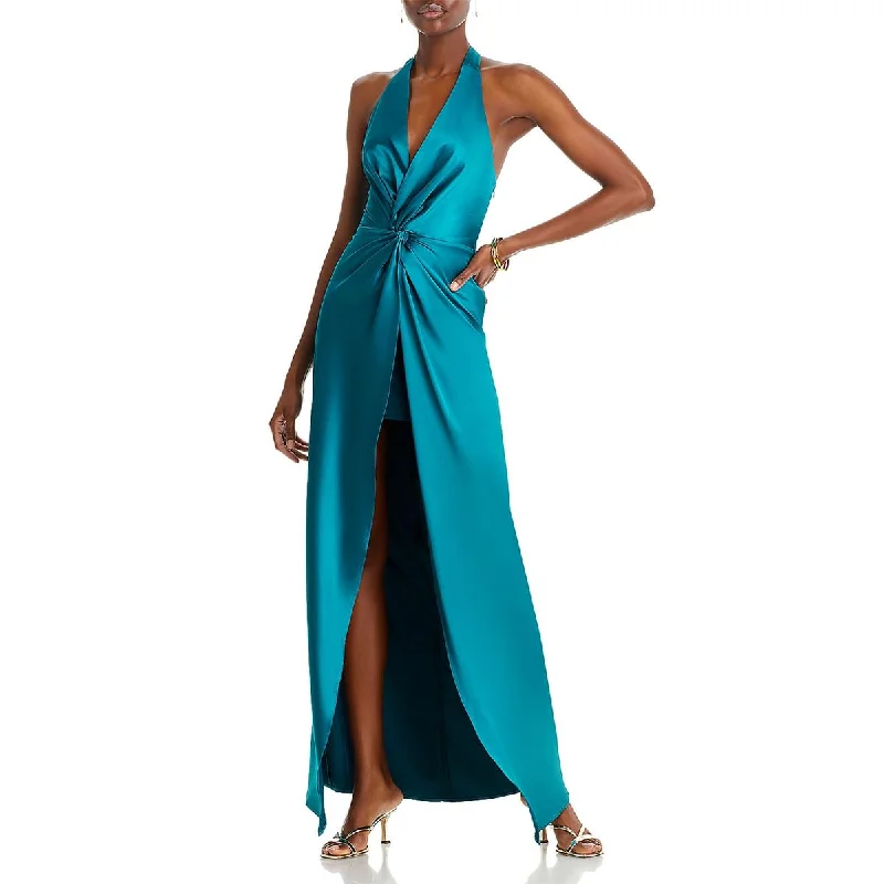 Wunmi Womens Satin Halter Evening Dress