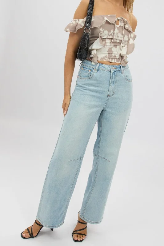 Denim Barrel Jeans Mid Rise