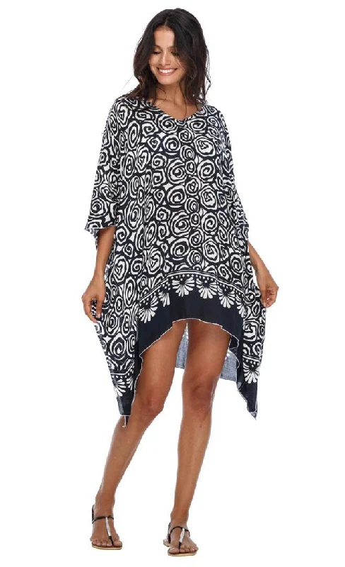 SHU-SHI Women's Short Caftan Poncho Beach Tunic Dress - Loose Swimsuit Cover-Up