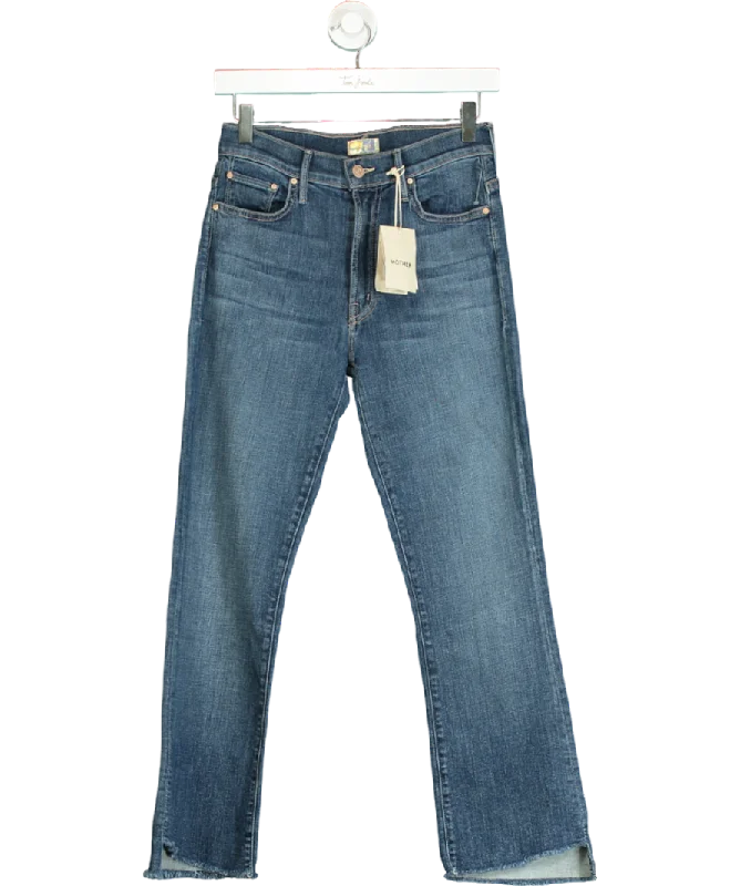 Mother Blue Dazzler Ankle Fray Raw-cuffs Straight-leg Jean W27