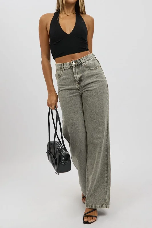 Grey Baggy Jeans Mid rise