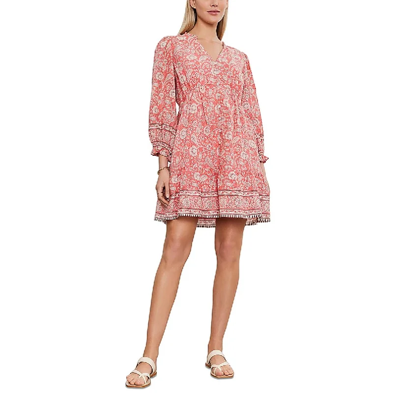 Womens Floral Mini Shirtdress