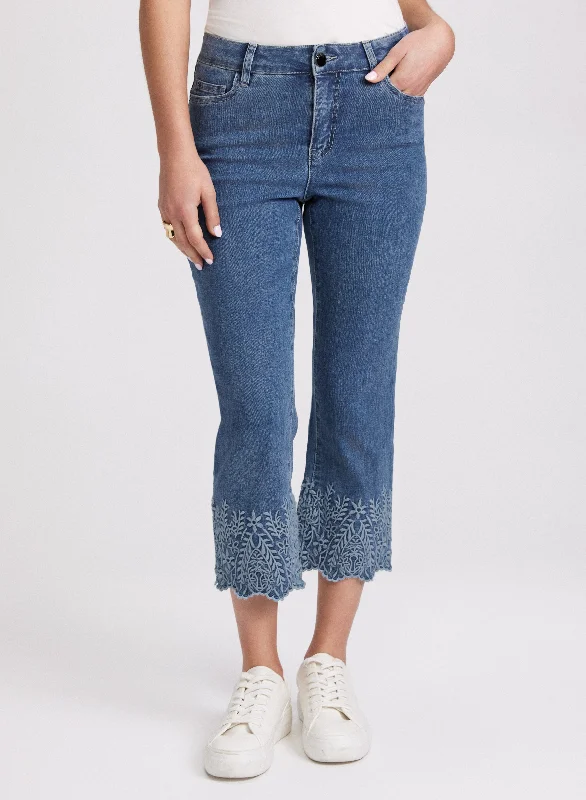 Embroidered Capri Jeans