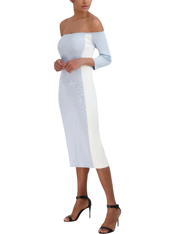 Womens Below Knee Stretch Midi Dress