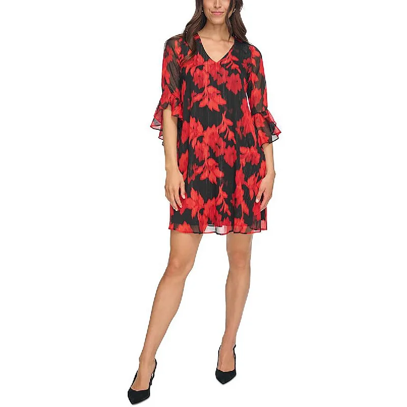 Womens Floral Mini Shift Dress