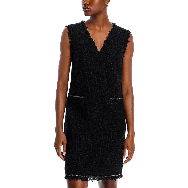 Womens Above Knee Tweed Mini Dress