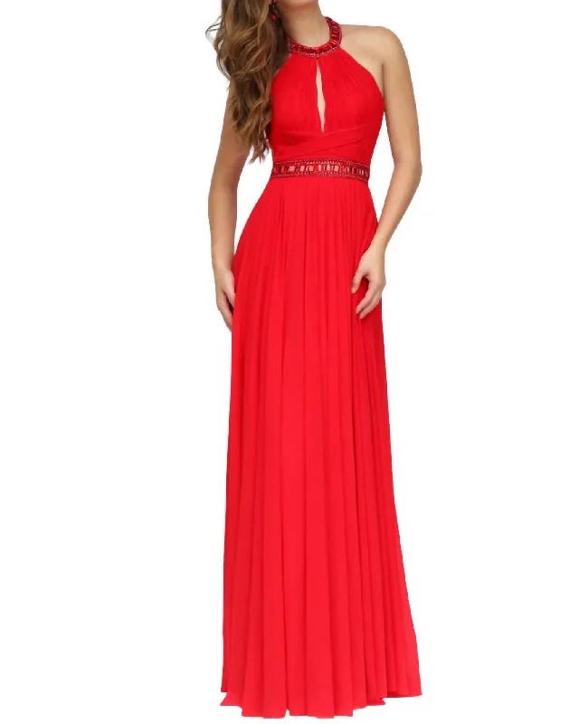 Halter Prom Dress In Red