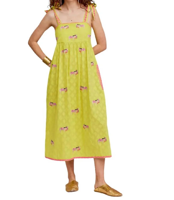 Agate Donkey Midi Dress In Lime