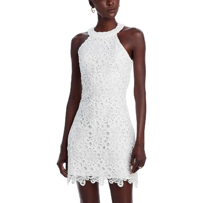 Womens Mini Lace Halter Dress