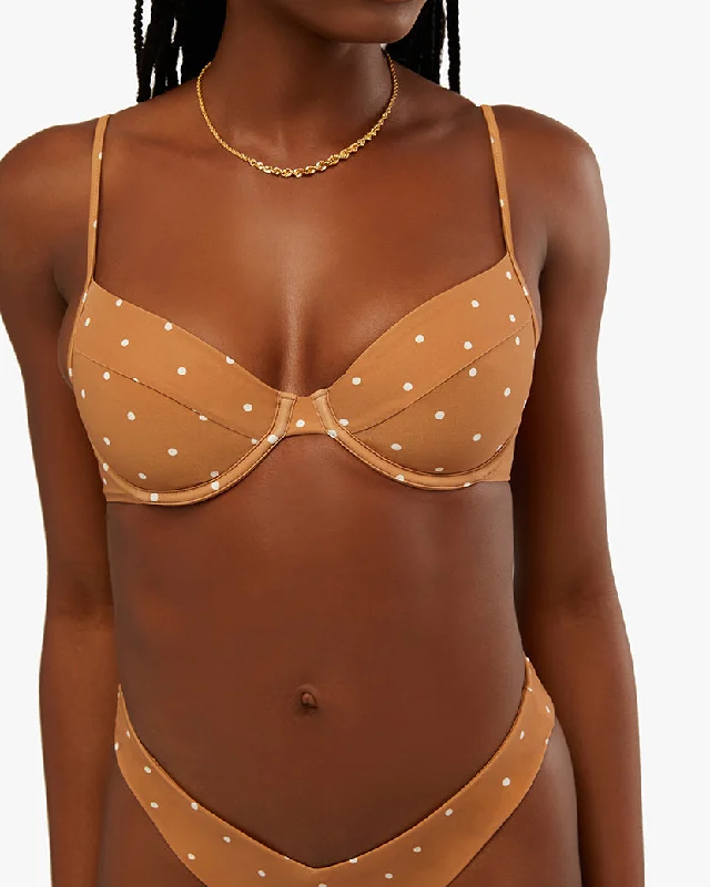 Full Coverage Underwire Micro Polka Dot Bikini Top