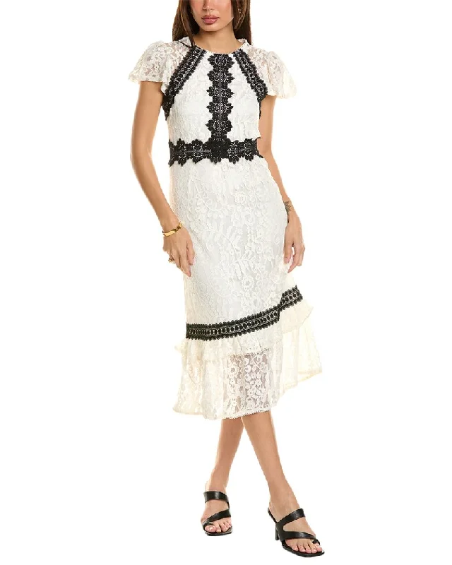 Rachel Parcell Lace Flutter Midi Dress