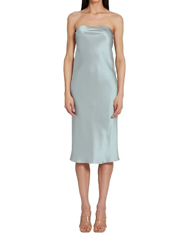 Shiran Strapless Midi Dress In Sea Salt