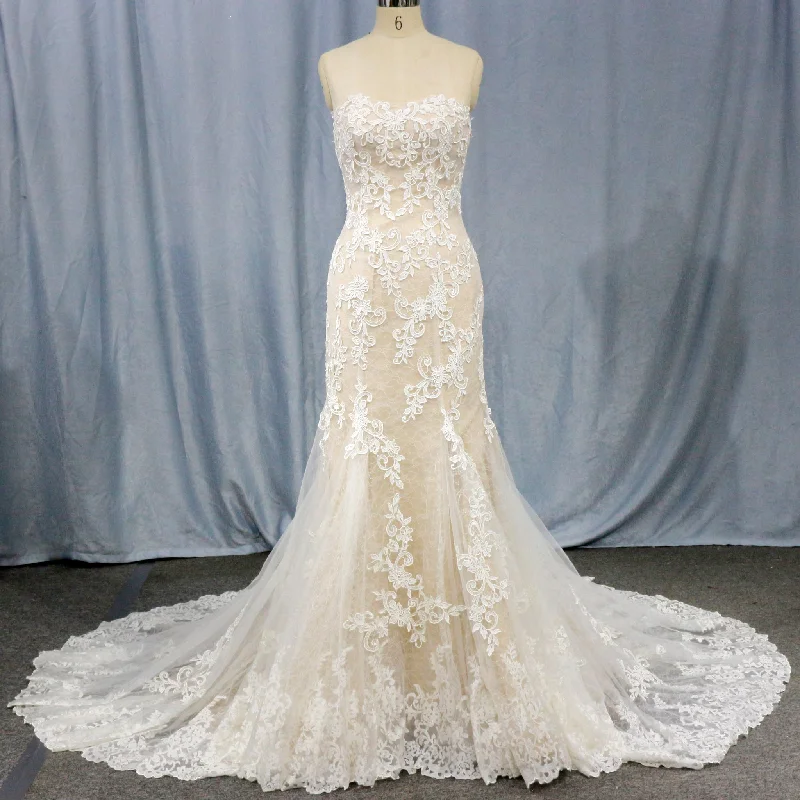 Curvy Mermaid Wedding Dress Gown with Super Flattering Lace