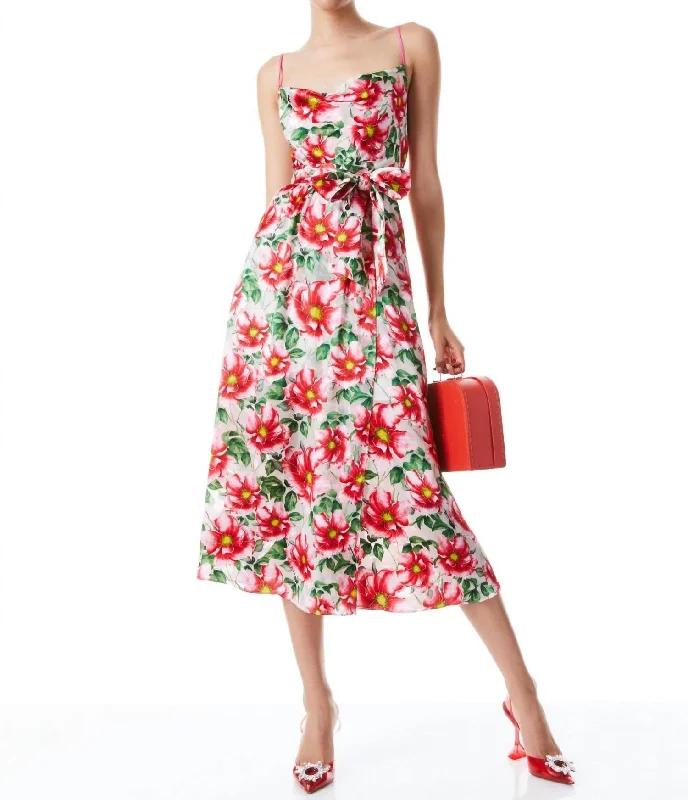 Samantha Cowl Midi Dress In High Tea Floral