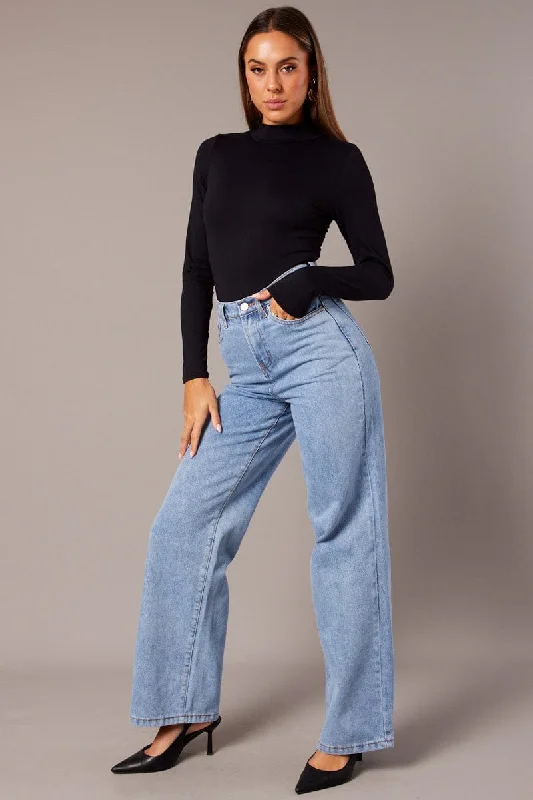 Denim Wide Leg Jean High Rise