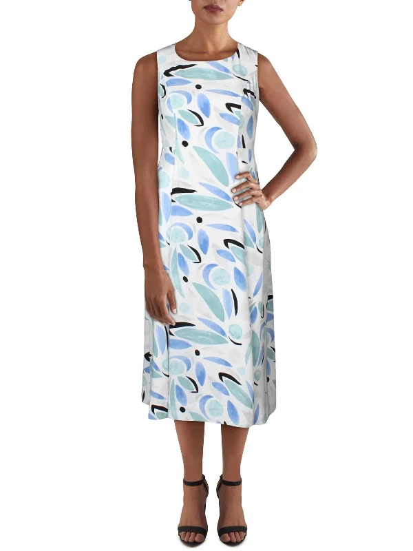 Womens Printed Midi Fit & Flare Dress