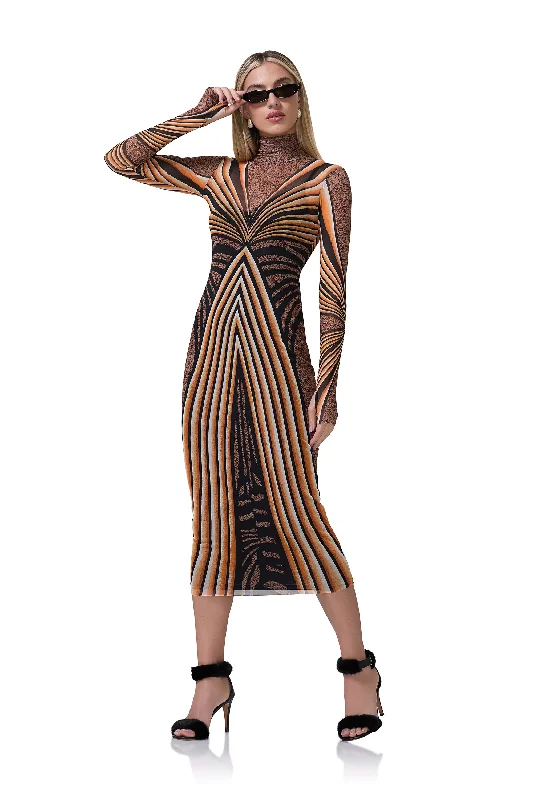 Shailene Dress - Caramel Animal