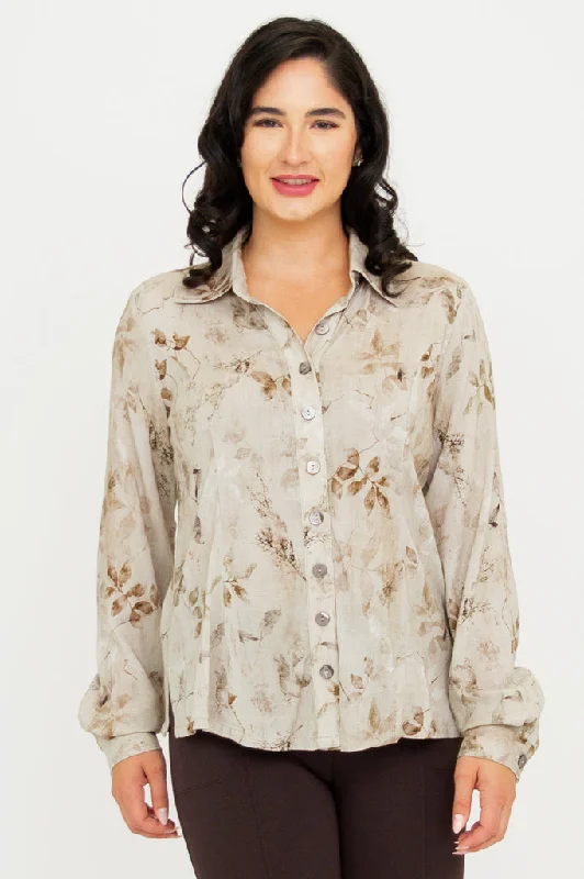 Linzy Blouse, Castle, Linen Bamboo